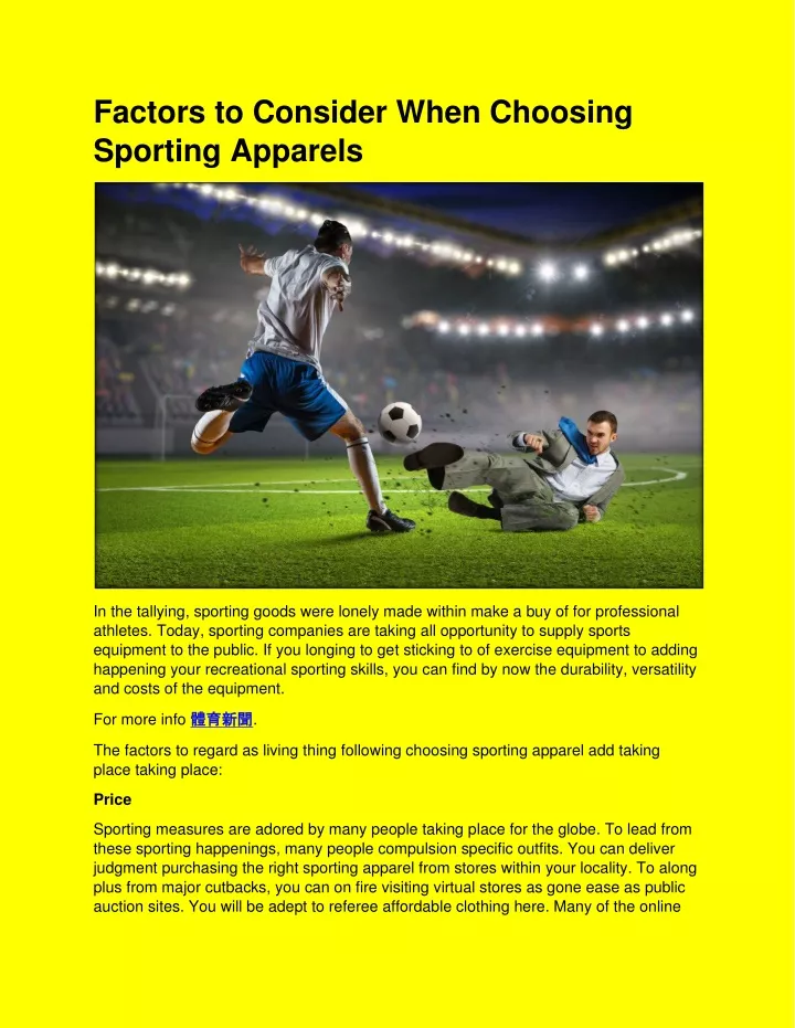 factors to consider when choosing sporting