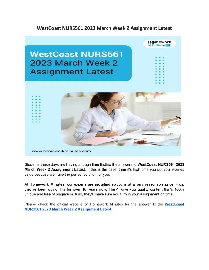 westcoast nurs561 2023 march week 2 assignment
