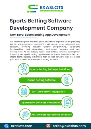 Best Sports Betting Software Development Company in India - Exaslots