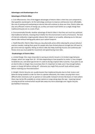 Advantages and disadvantages of ev