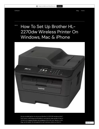 How To Set Up Brother hl-2270dw Wireless Printer