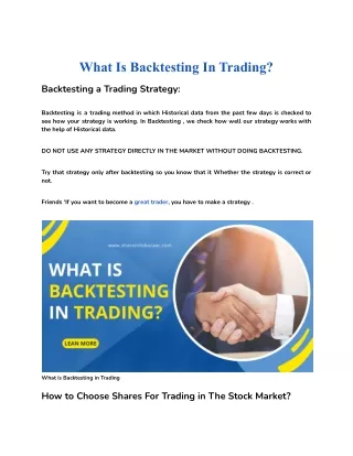 What Is Backtesting In Trading_
