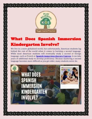 What Does Spanish Immersion Kindergarten Involve?