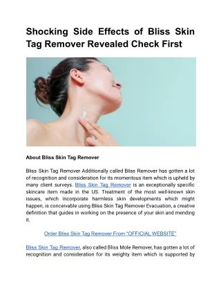 Shocking Side Effects of Bliss Skin Tag Remover Revealed Check First