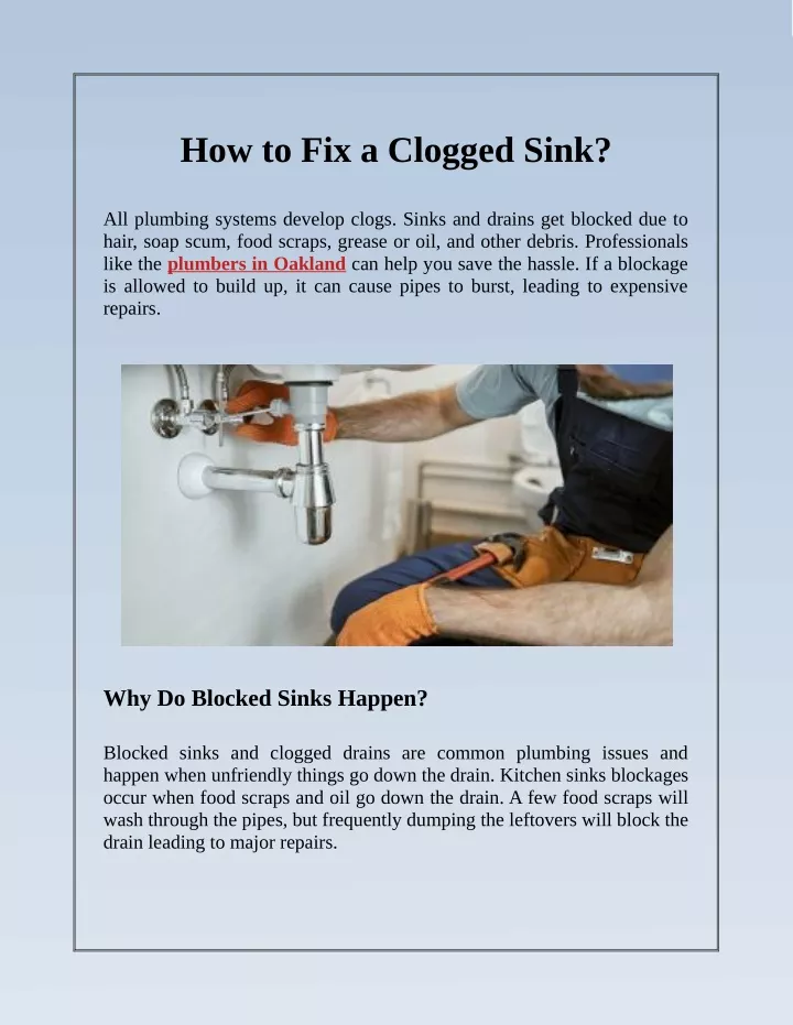 how to fix a clogged sink