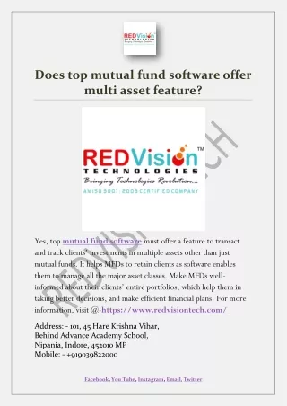 does top mutual fund software offer multi asset