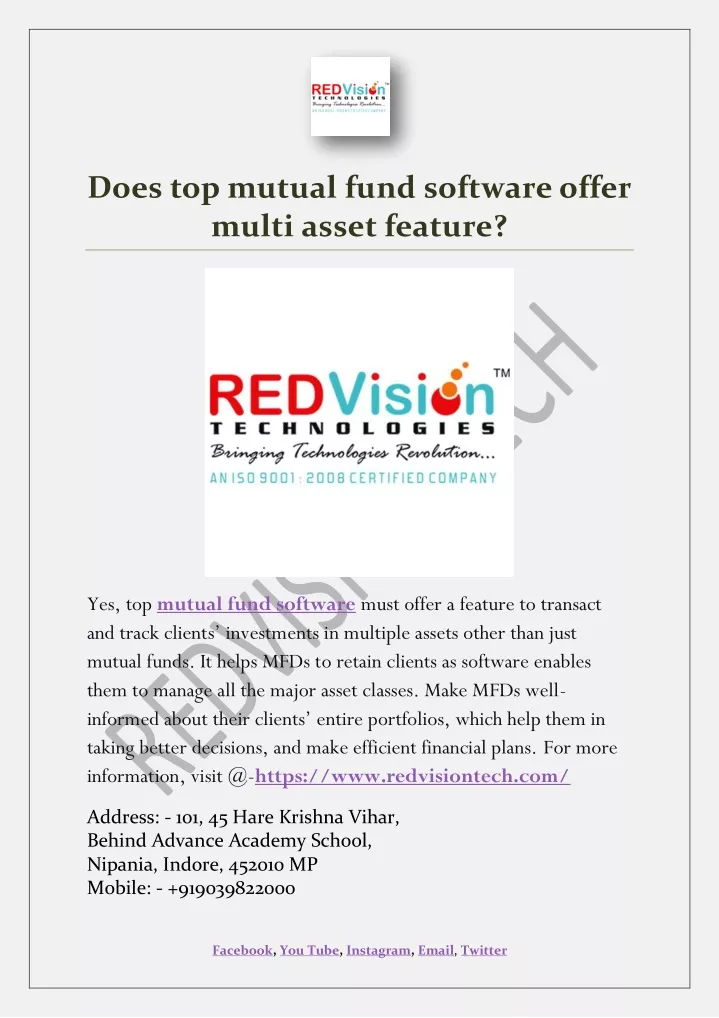 does top mutual fund software offer multi asset