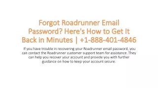 Recover Forgot Roadrunner Email Password |  1-888-401-4846