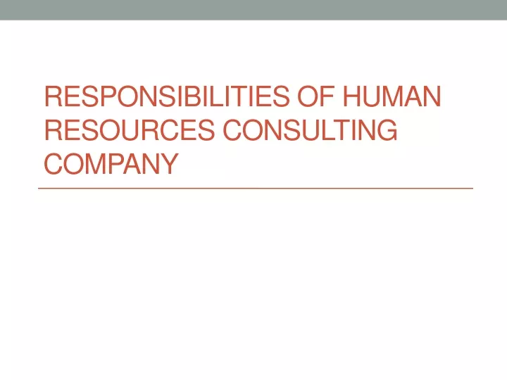 responsibilities of human resources consulting company