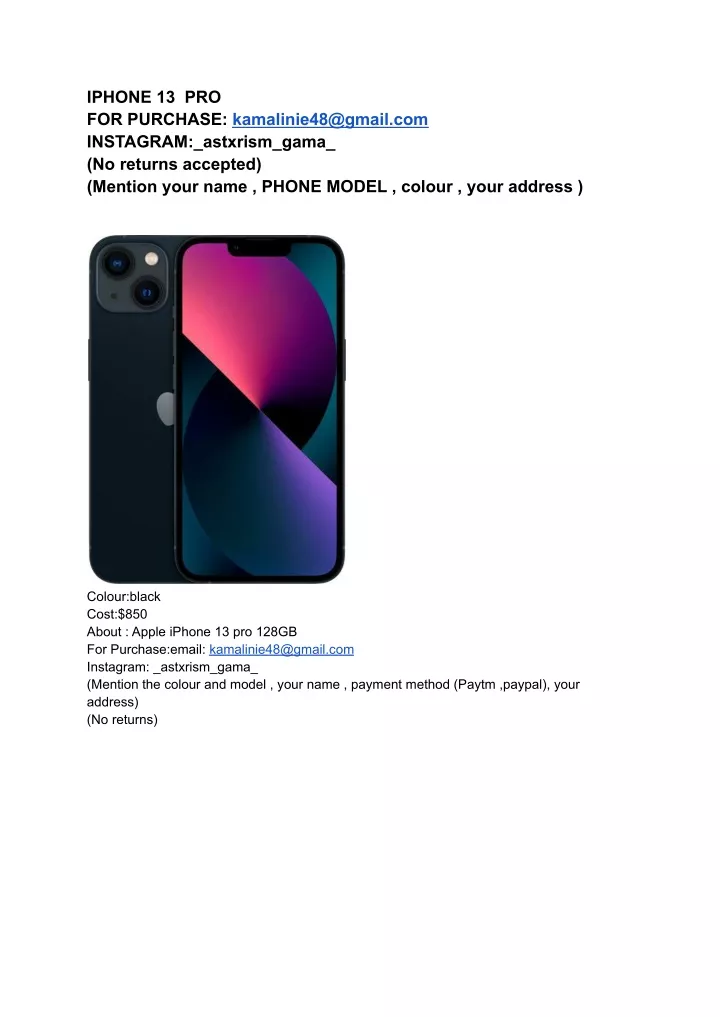 iphone 13 pro for purchase kamalinie48@gmail