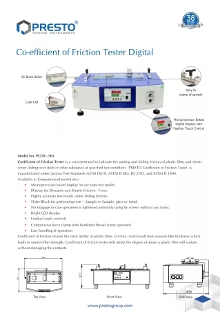 Get best quality Coefficient Of Friction Tester  at reasonable price in India