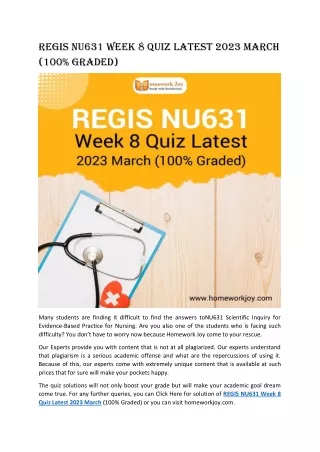 REGIS NU631 Week 8 Quiz Latest 2023 March