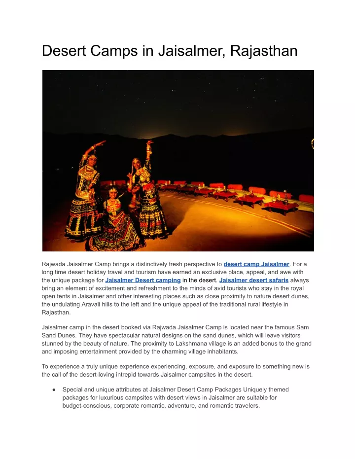 desert camps in jaisalmer rajasthan