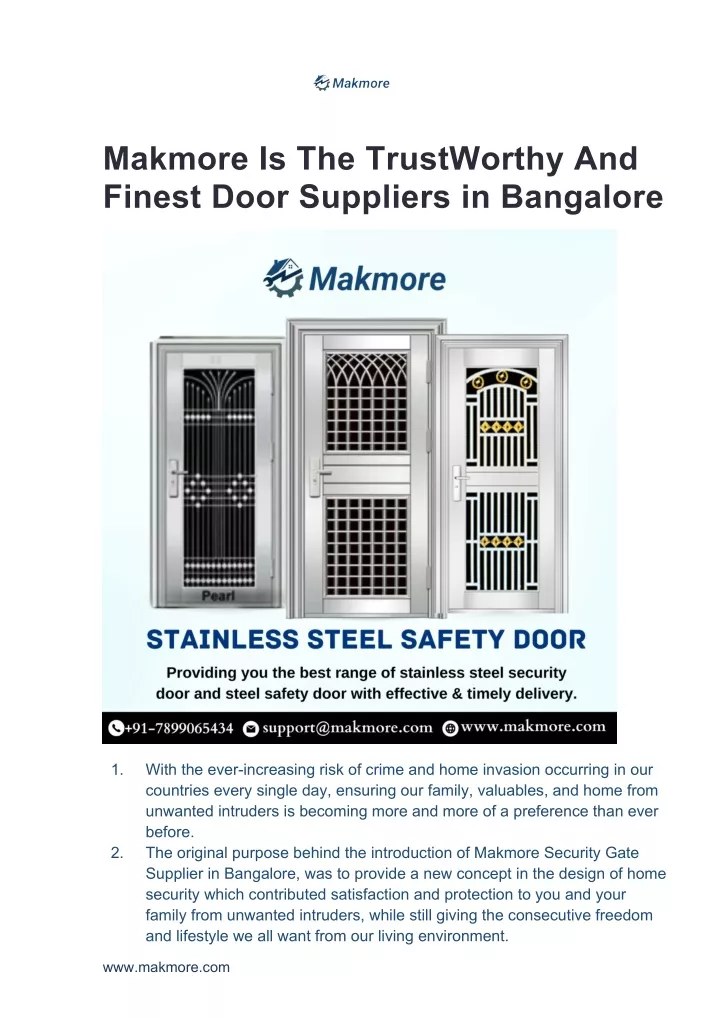 makmore is the trustworthy and finest door