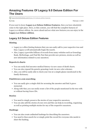 Amazing Features Of Legacy 90 Deluxe Edition For The Users