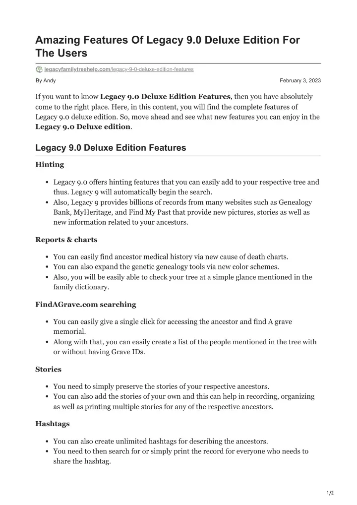 amazing features of legacy 9 0 deluxe edition
