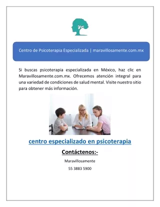 Centro de Psicoterapia Especializada | maravillosamente.com.mx
