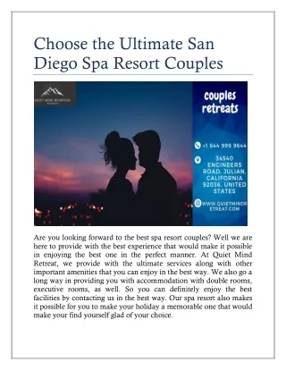 Choose the Ultimate San Diego Spa Resort Couples