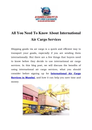 International Air Cargo Services in Mumbai Call-9870813466