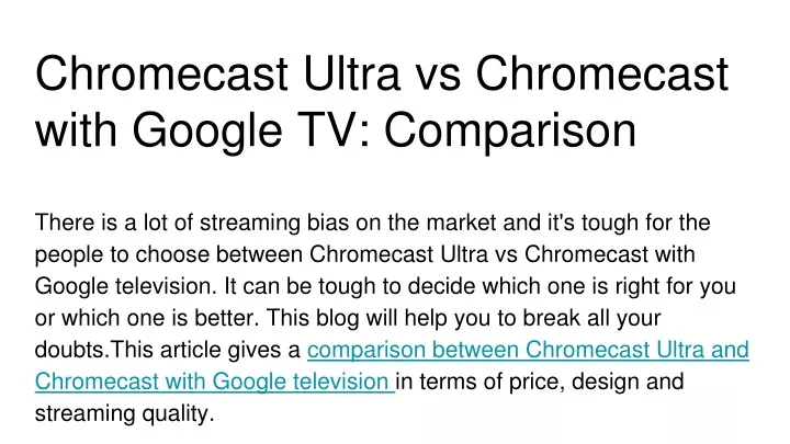 chromecast ultra vs chromecast with google tv comparison