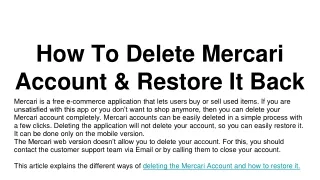 how to delete mercari account restore it back