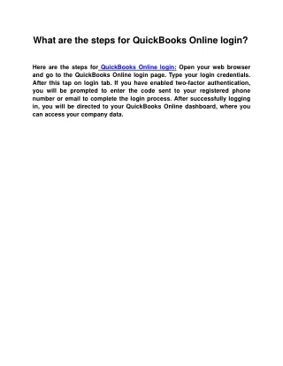 what are the steps for quickbooks online login