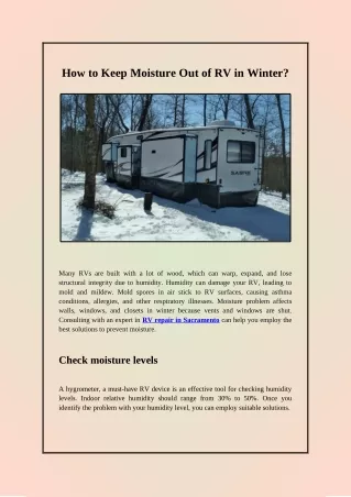 how to keep moisture out of rv in winter