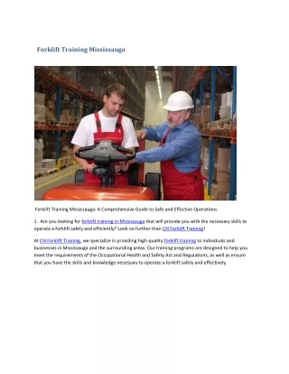 Forklift Training Mississauga