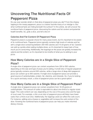 uncovering the nutritional facts of pepperoni