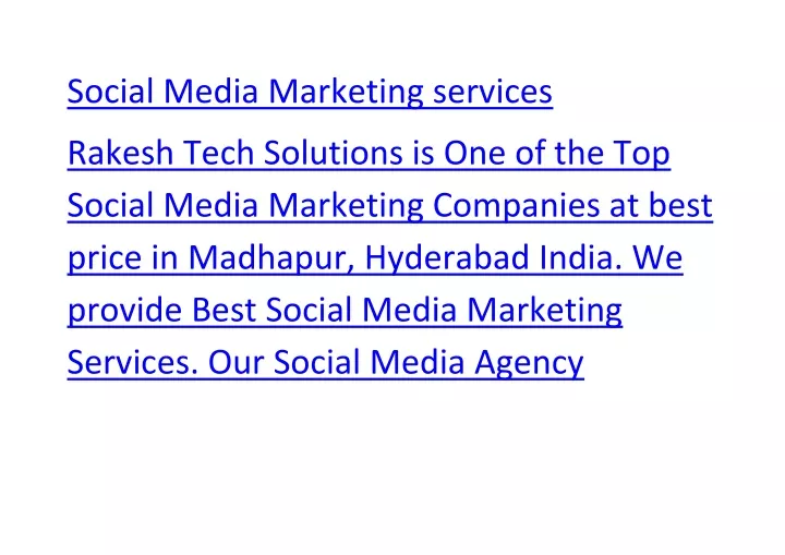 social media marketing services