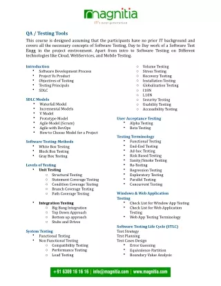 qa testing tools this course is designed assuming