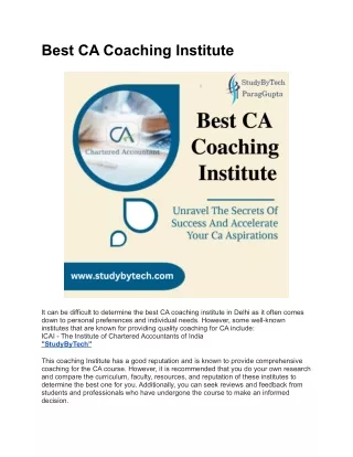 Best CA Coaching Institute