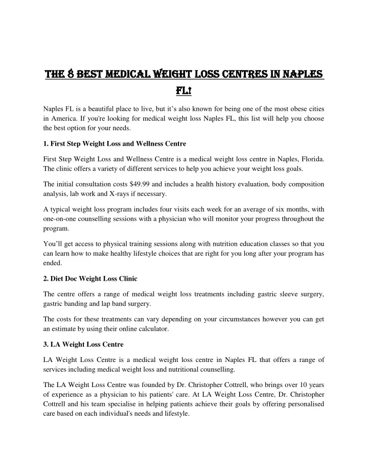 the 8 best medical weight loss centres in naples