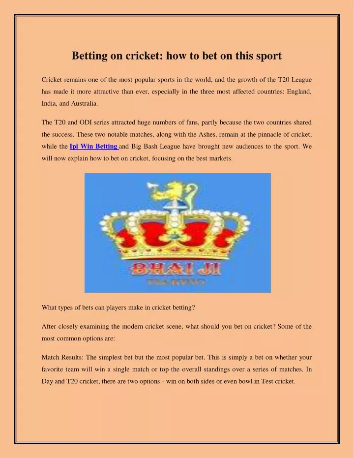 betting on cricket how to bet on this sport