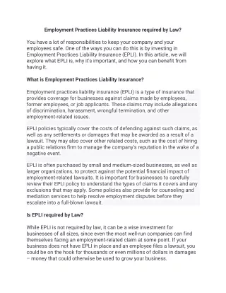 Employment Practices Liability Insurance required by Law