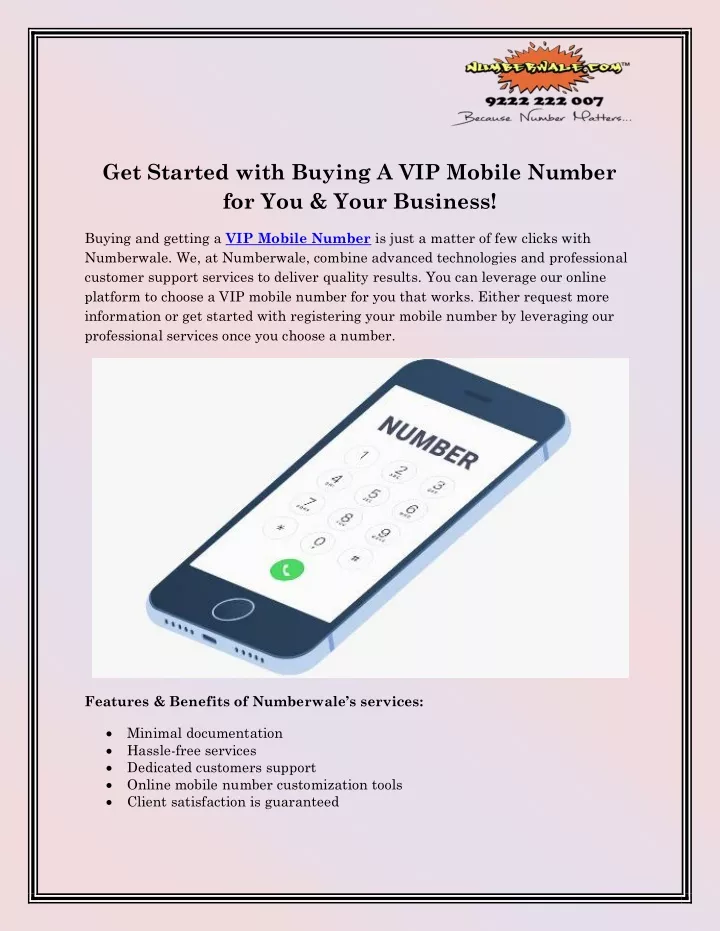 get started with buying a vip mobile number