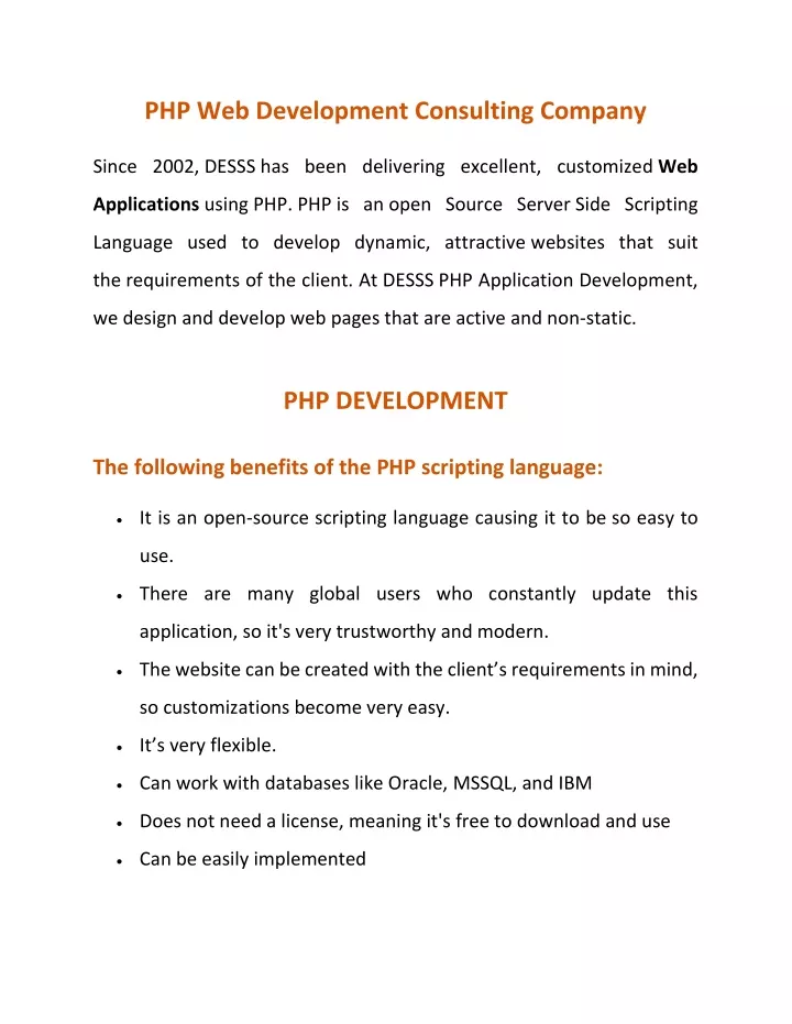 php web development consulting company