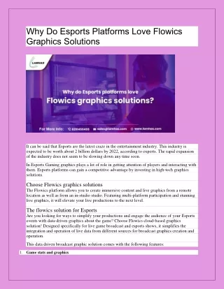 Why Do Esports Platforms Love Flowics Graphics Solutions