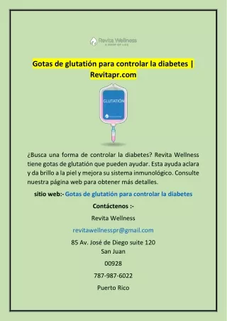 Gotas de glutatión para controlar la diabetes | Revitapr.com