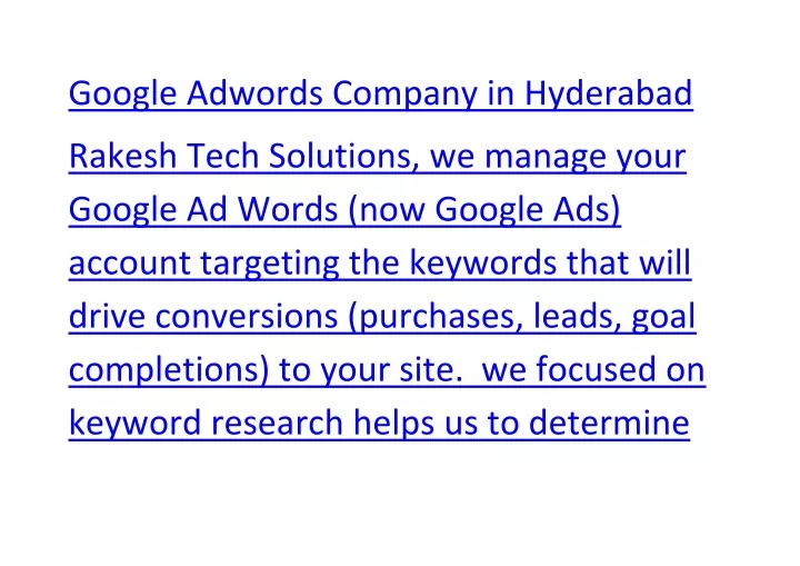 google adwords company in hyderabad