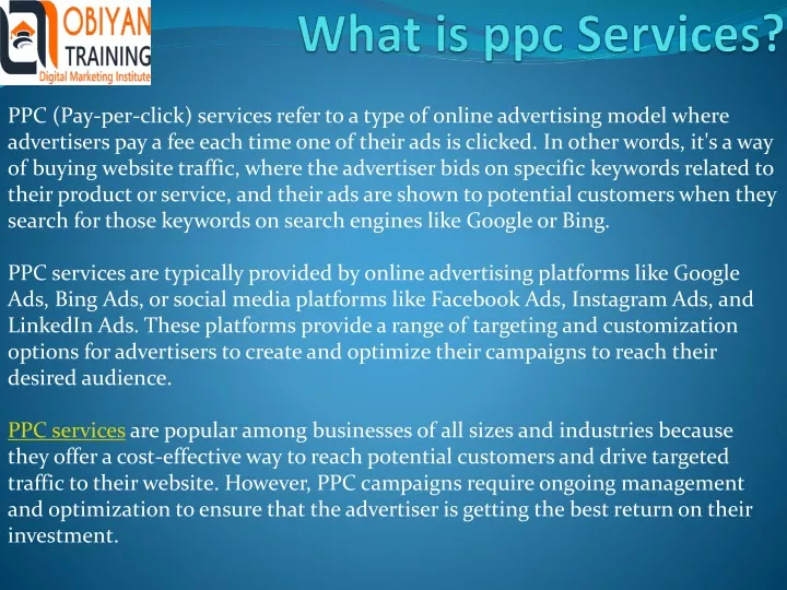 what is ppc services