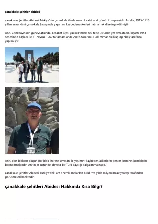Çanakkale Şehitleri Abidesi Hangi Tarihte Ziyarete Açılmıştır