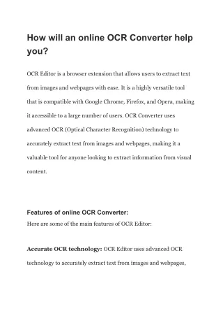How will an online OCR Converter help you