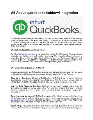 When should we use quickbooks fishbowl integration?