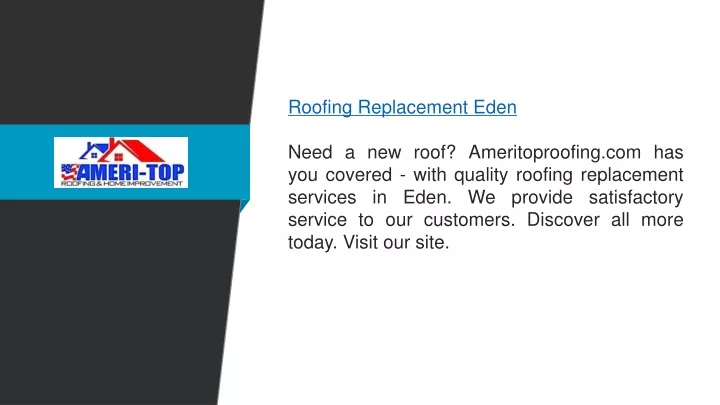 roofing replacement eden need a new roof