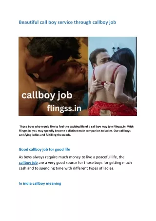 beautiful call boy service through callboy job