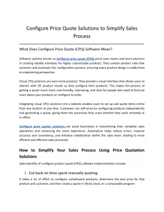 configure price quote solutions to simplify sales