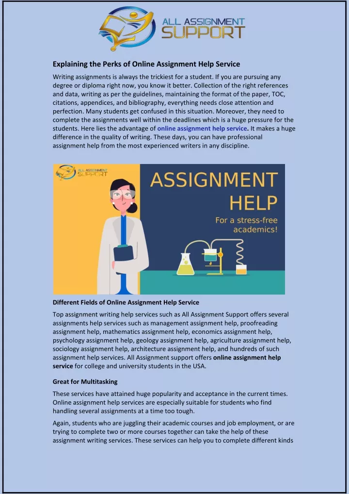 explaining the perks of online assignment help