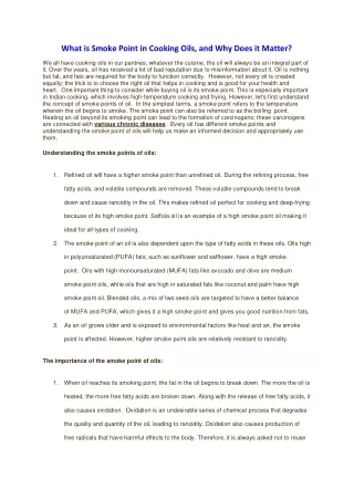 Cooking Oil Smoke Point - Causes and Prevention - Saffola