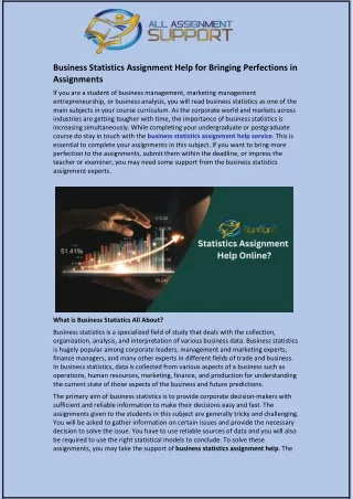 business statistics assignment help for bringing